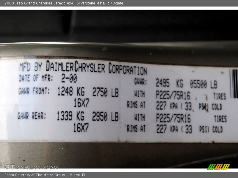 Silverstone Metallic / Agate 2000 Jeep Grand Cherokee Laredo 4x4