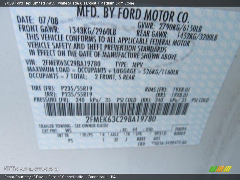 White Suede Clearcoat / Medium Light Stone 2009 Ford Flex Limited AWD