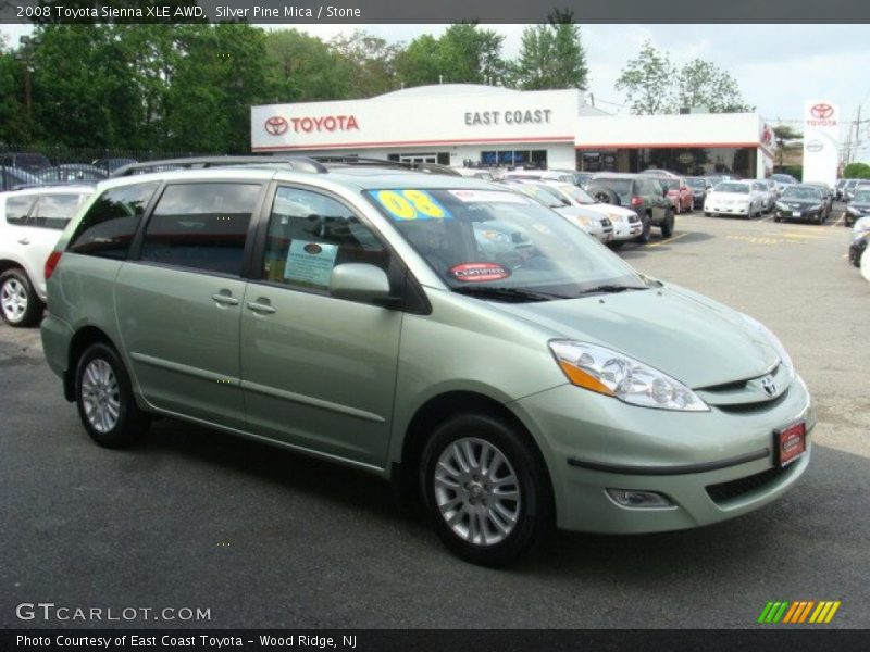 Silver Pine Mica / Stone 2008 Toyota Sienna XLE AWD