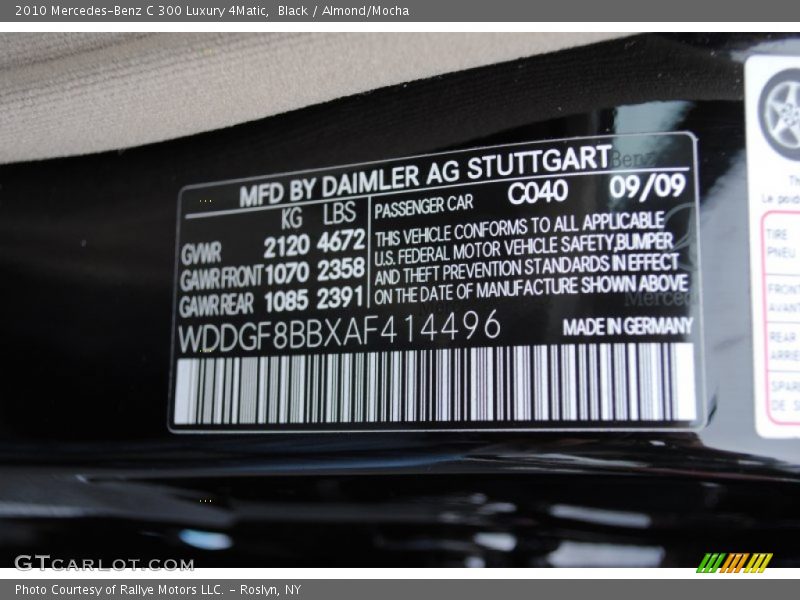 Black / Almond/Mocha 2010 Mercedes-Benz C 300 Luxury 4Matic