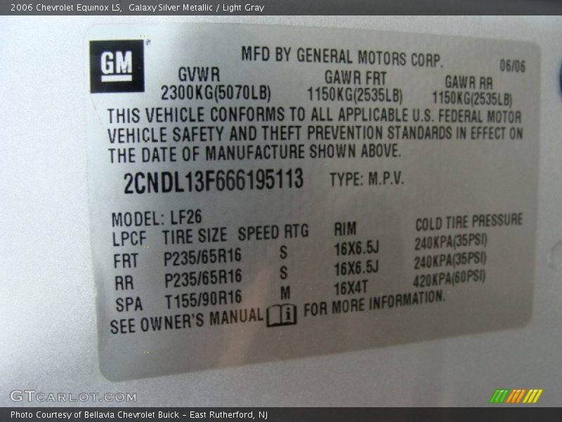 Galaxy Silver Metallic / Light Gray 2006 Chevrolet Equinox LS