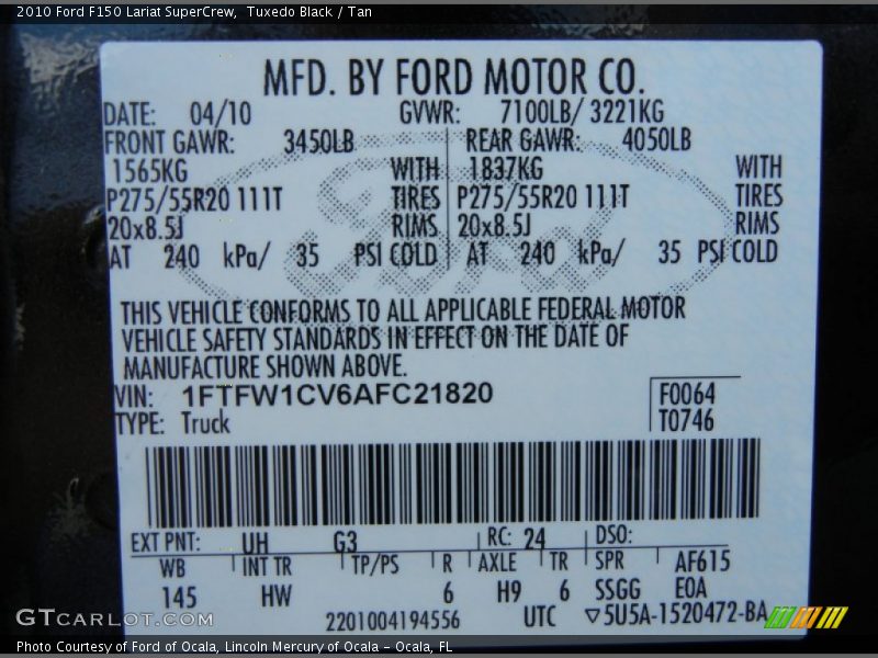 Tuxedo Black / Tan 2010 Ford F150 Lariat SuperCrew