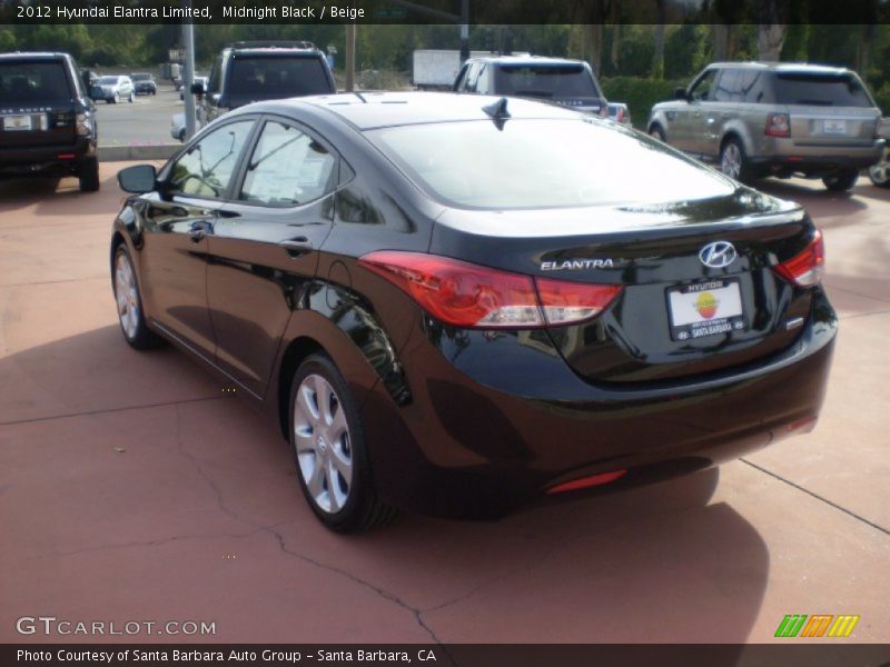 Midnight Black / Beige 2012 Hyundai Elantra Limited