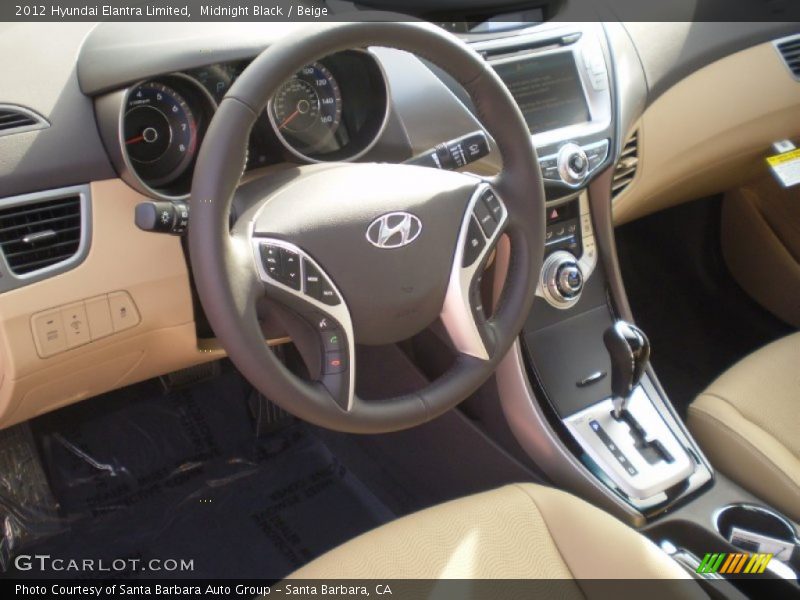 Midnight Black / Beige 2012 Hyundai Elantra Limited
