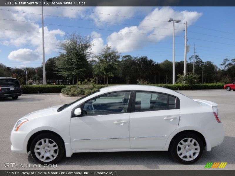Aspen White / Beige 2011 Nissan Sentra 2.0 S