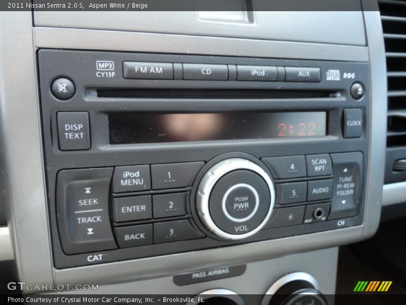 Aspen White / Beige 2011 Nissan Sentra 2.0 S
