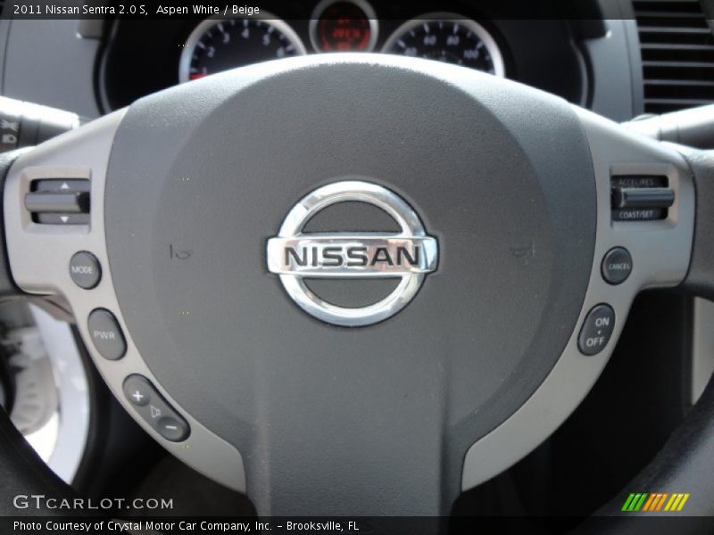 Aspen White / Beige 2011 Nissan Sentra 2.0 S