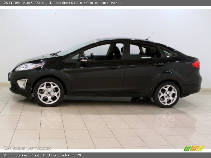 Tuxedo Black Metallic / Charcoal Black Leather 2011 Ford Fiesta SEL Sedan