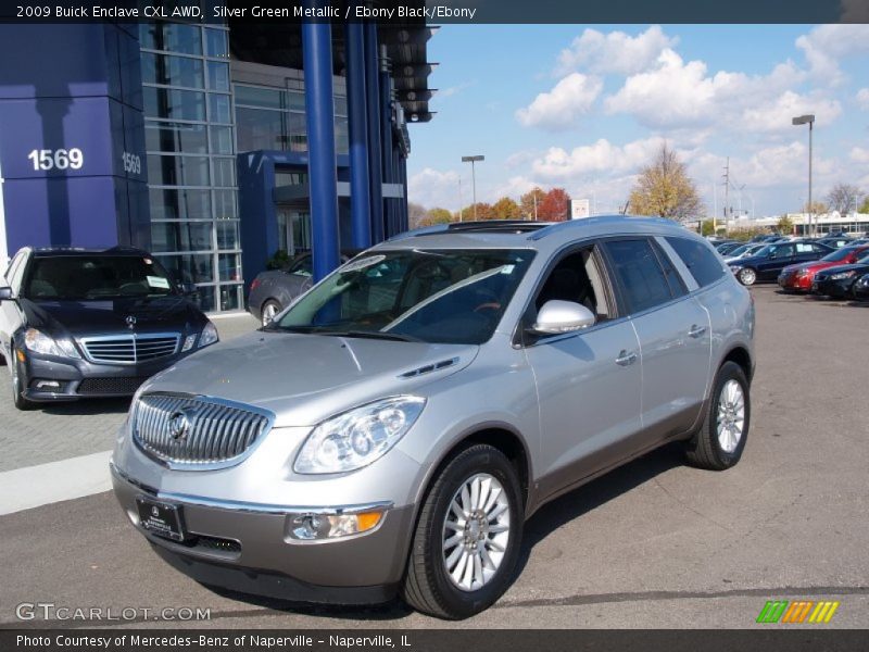 Silver Green Metallic / Ebony Black/Ebony 2009 Buick Enclave CXL AWD