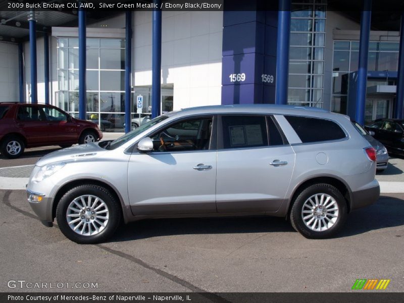 Silver Green Metallic / Ebony Black/Ebony 2009 Buick Enclave CXL AWD