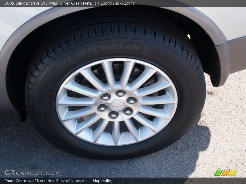 Silver Green Metallic / Ebony Black/Ebony 2009 Buick Enclave CXL AWD