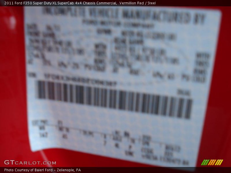 Vermillion Red / Steel 2011 Ford F350 Super Duty XL SuperCab 4x4 Chassis Commercial