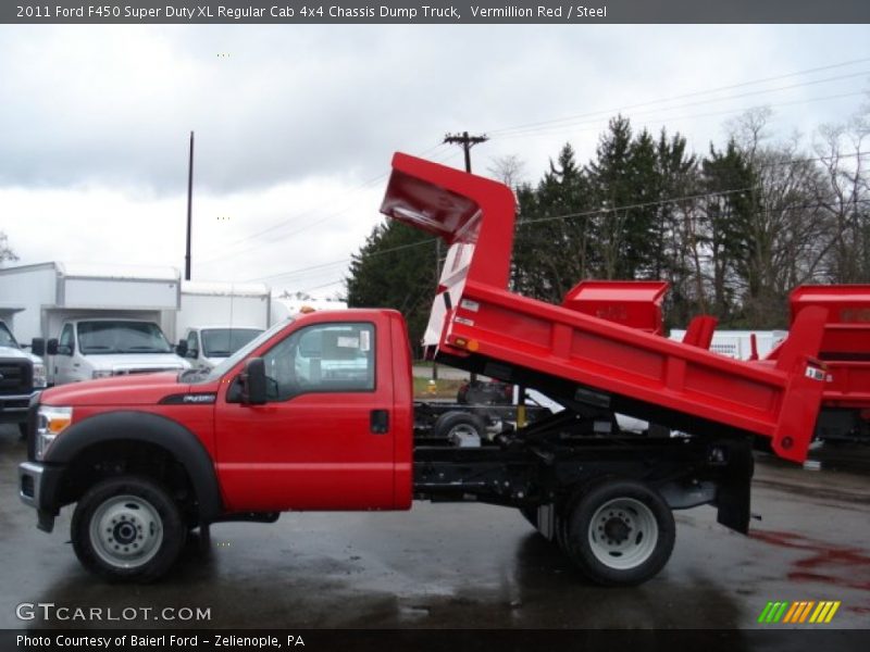  2011 F450 Super Duty XL Regular Cab 4x4 Chassis Dump Truck Vermillion Red