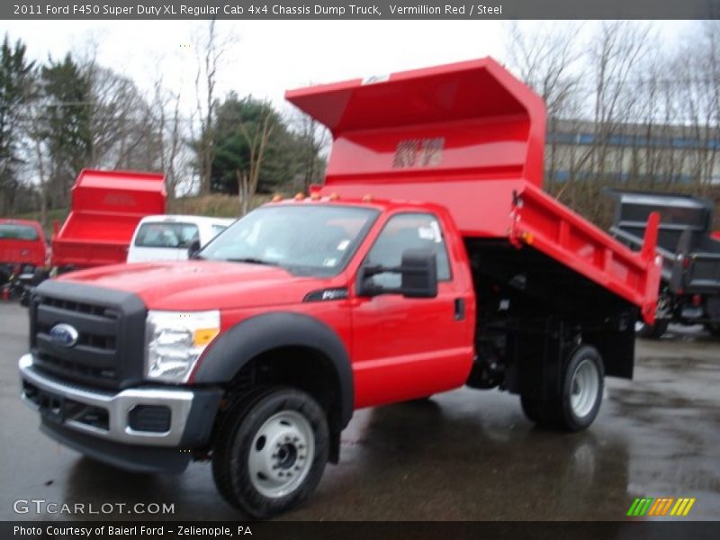 Vermillion Red / Steel 2011 Ford F450 Super Duty XL Regular Cab 4x4 Chassis Dump Truck