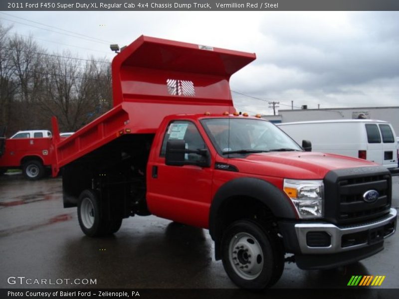 Vermillion Red / Steel 2011 Ford F450 Super Duty XL Regular Cab 4x4 Chassis Dump Truck