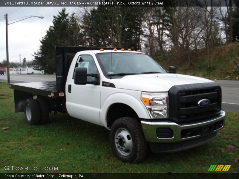 Oxford White / Steel 2011 Ford F350 Super Duty XL Regular Cab 4x4 Chassis Stake Truck