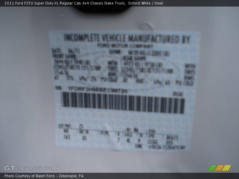 Oxford White / Steel 2011 Ford F350 Super Duty XL Regular Cab 4x4 Chassis Stake Truck