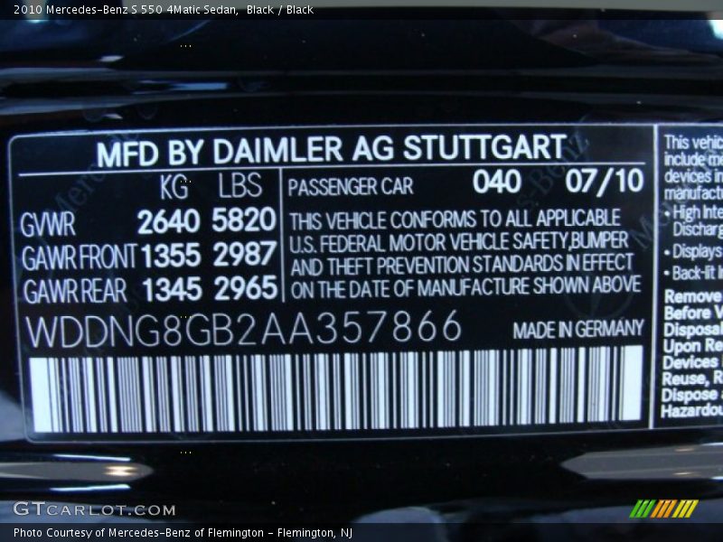 Black / Black 2010 Mercedes-Benz S 550 4Matic Sedan