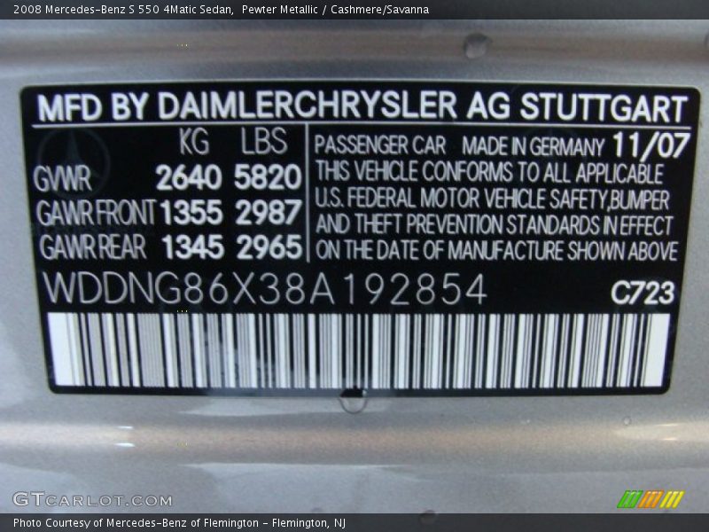 Pewter Metallic / Cashmere/Savanna 2008 Mercedes-Benz S 550 4Matic Sedan