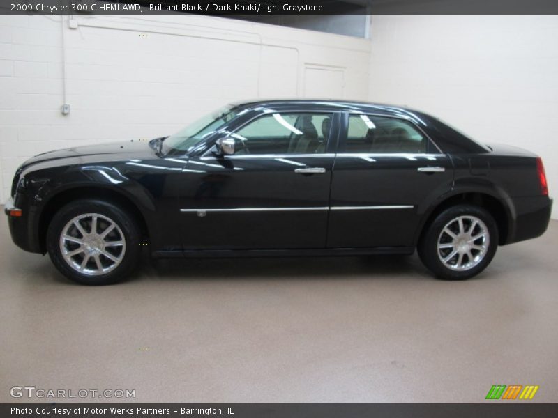 Brilliant Black / Dark Khaki/Light Graystone 2009 Chrysler 300 C HEMI AWD