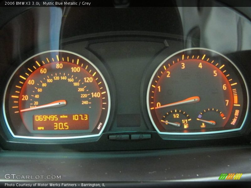 Mystic Blue Metallic / Grey 2006 BMW X3 3.0i