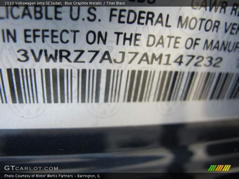 Blue Graphite Metallic / Titan Black 2010 Volkswagen Jetta SE Sedan