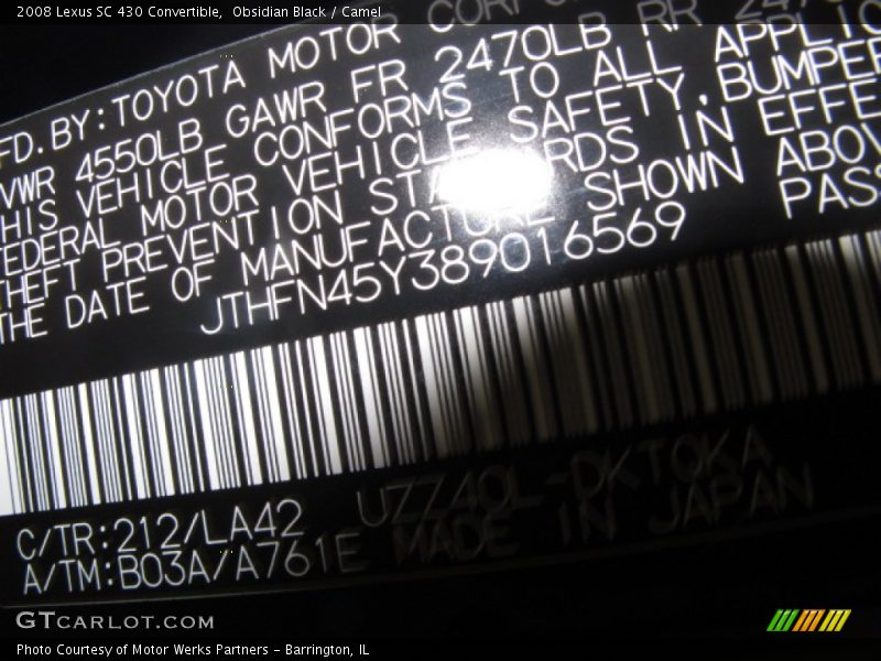Obsidian Black / Camel 2008 Lexus SC 430 Convertible