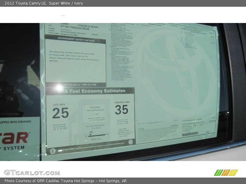 Super White / Ivory 2012 Toyota Camry LE