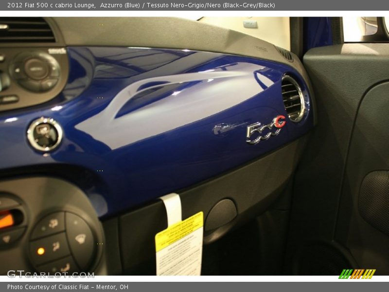 Azzurro (Blue) / Tessuto Nero-Grigio/Nero (Black-Grey/Black) 2012 Fiat 500 c cabrio Lounge