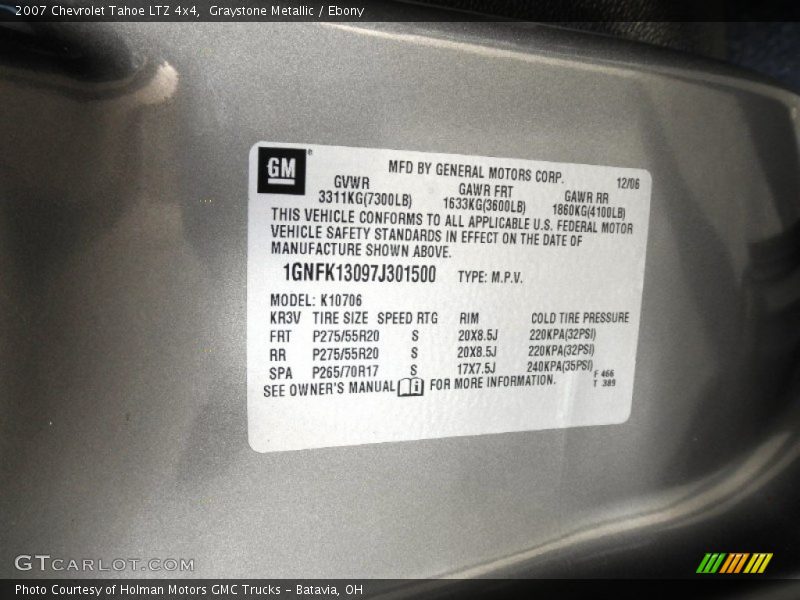 Graystone Metallic / Ebony 2007 Chevrolet Tahoe LTZ 4x4