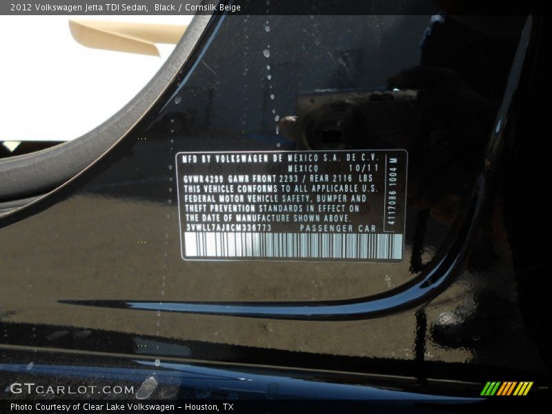 Black / Cornsilk Beige 2012 Volkswagen Jetta TDI Sedan