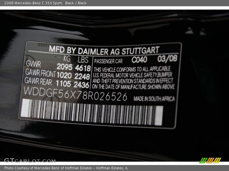 Black / Black 2008 Mercedes-Benz C 350 Sport