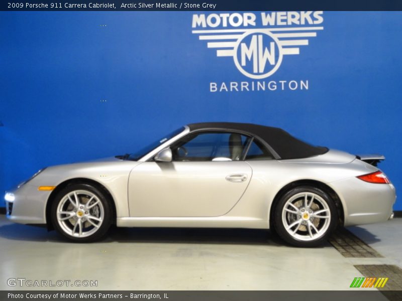 Arctic Silver Metallic / Stone Grey 2009 Porsche 911 Carrera Cabriolet