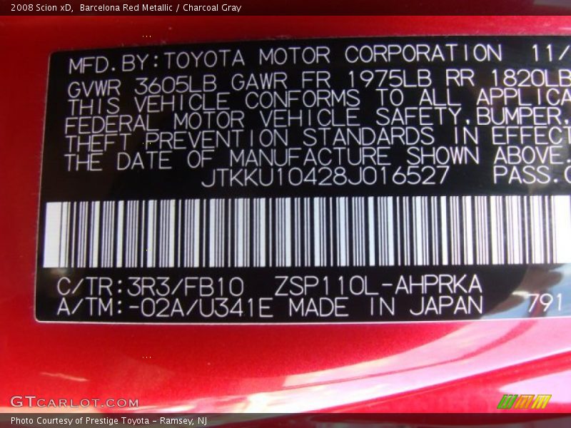 Barcelona Red Metallic / Charcoal Gray 2008 Scion xD