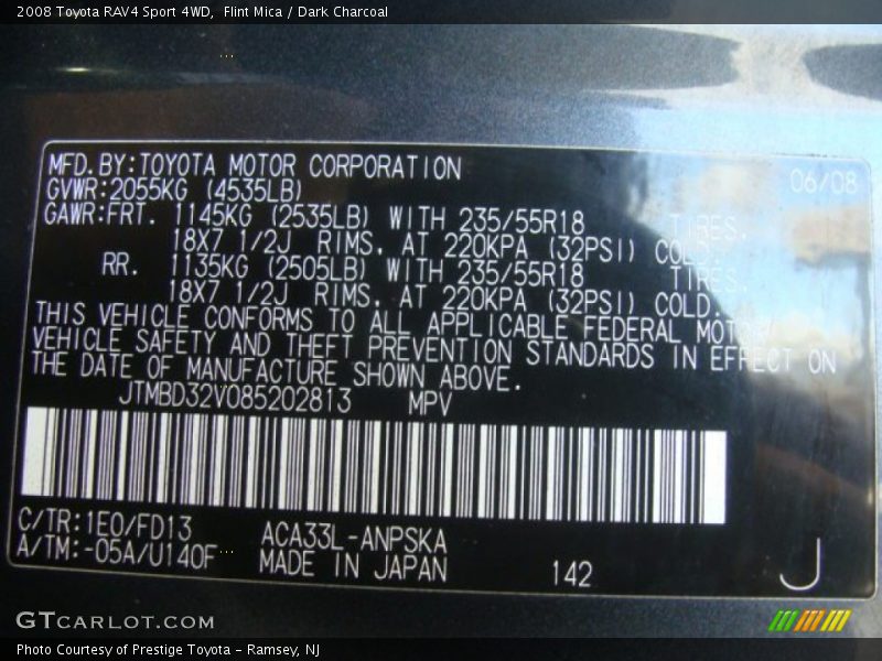 Flint Mica / Dark Charcoal 2008 Toyota RAV4 Sport 4WD