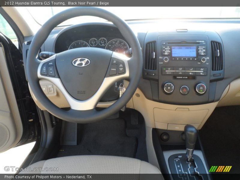 Black Noir Pearl / Beige 2012 Hyundai Elantra GLS Touring