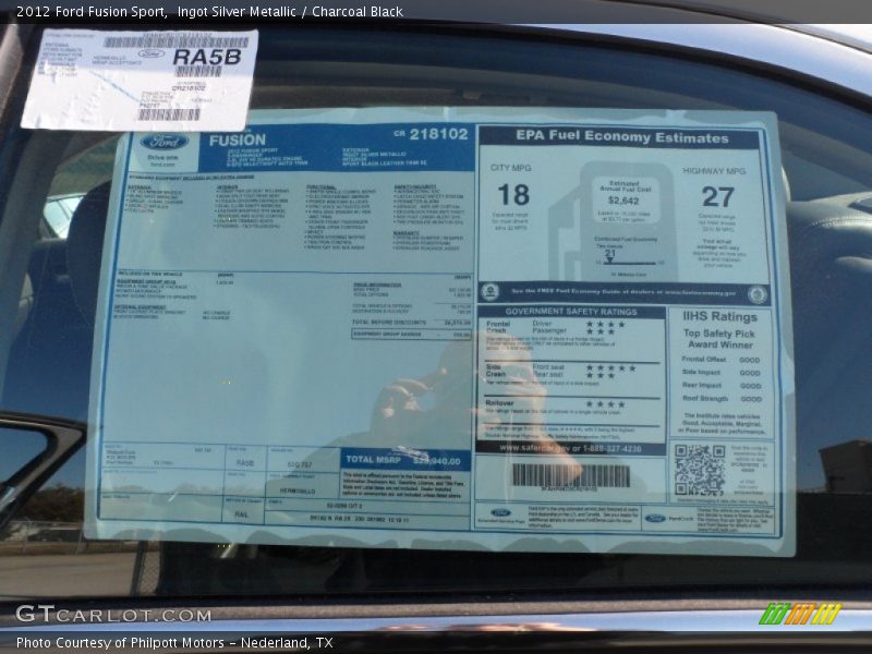  2012 Fusion Sport Window Sticker