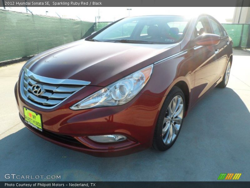 Sparkling Ruby Red / Black 2012 Hyundai Sonata SE