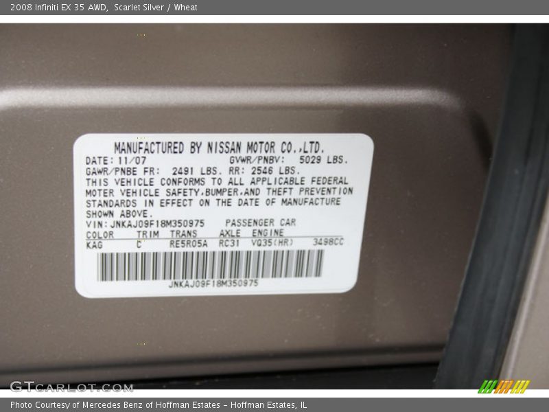 Scarlet Silver / Wheat 2008 Infiniti EX 35 AWD