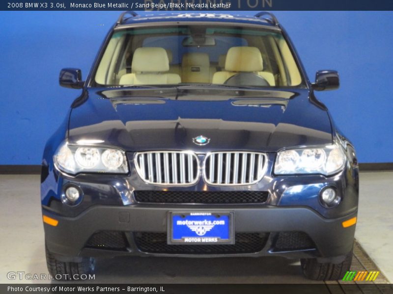 Monaco Blue Metallic / Sand Beige/Black Nevada Leather 2008 BMW X3 3.0si