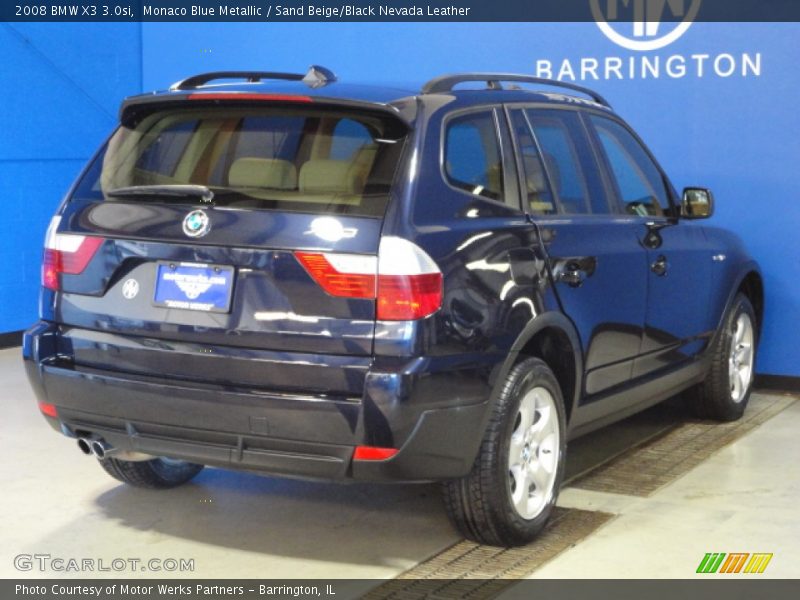 Monaco Blue Metallic / Sand Beige/Black Nevada Leather 2008 BMW X3 3.0si