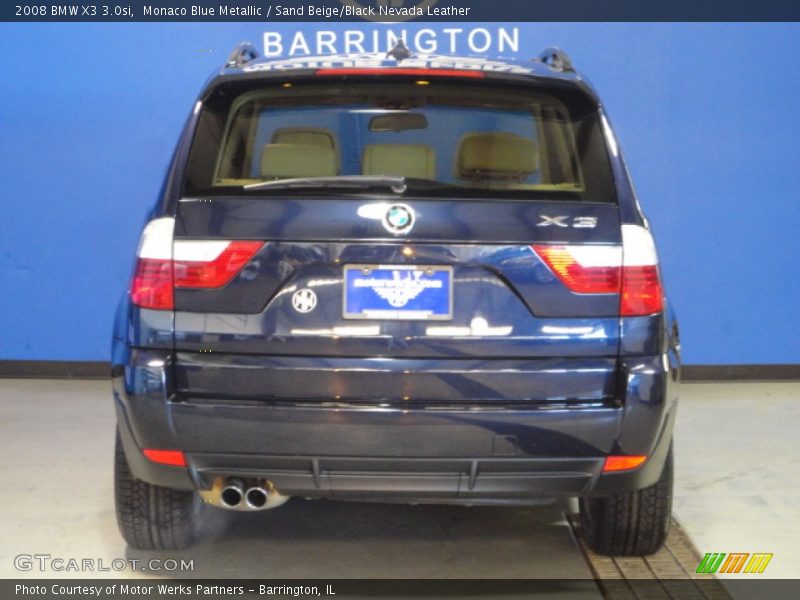 Monaco Blue Metallic / Sand Beige/Black Nevada Leather 2008 BMW X3 3.0si