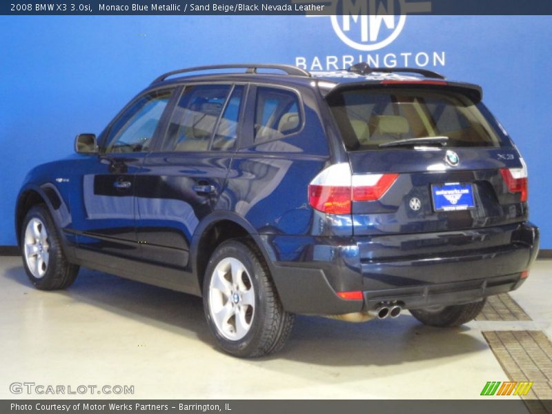 Monaco Blue Metallic / Sand Beige/Black Nevada Leather 2008 BMW X3 3.0si