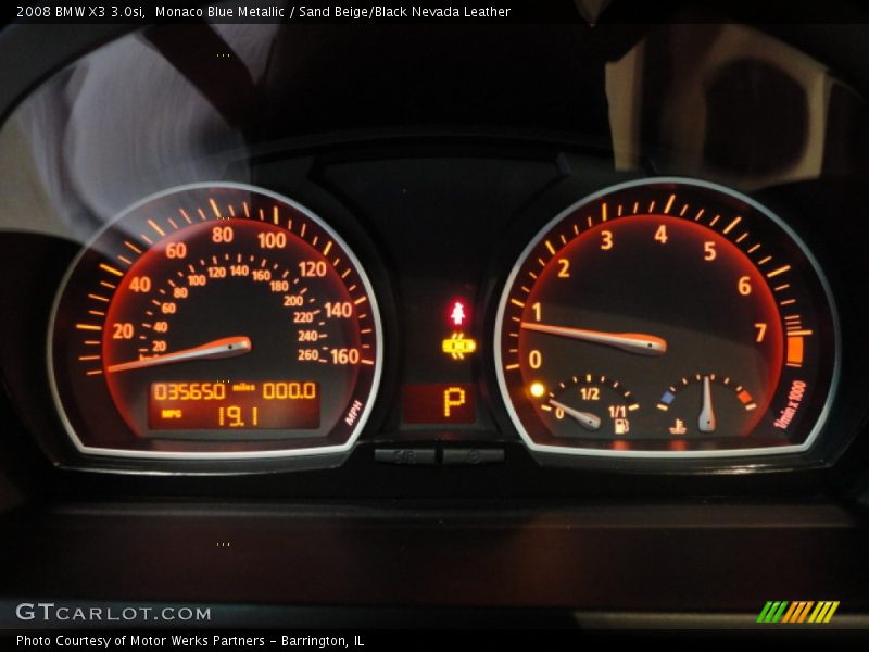 Monaco Blue Metallic / Sand Beige/Black Nevada Leather 2008 BMW X3 3.0si
