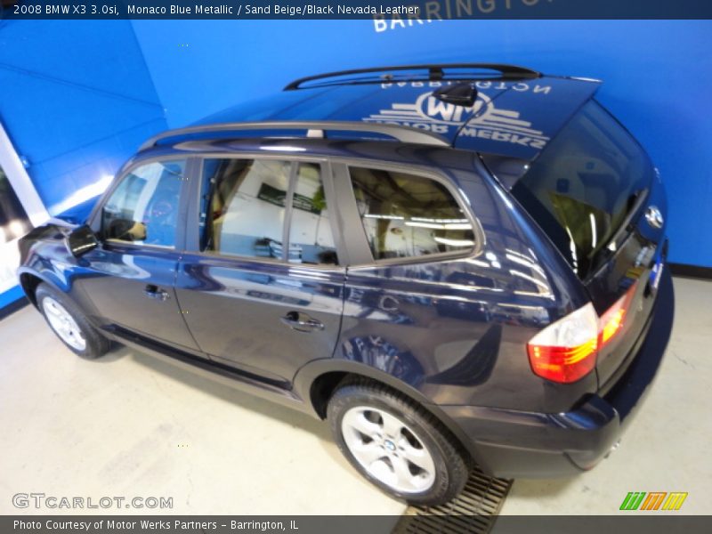 Monaco Blue Metallic / Sand Beige/Black Nevada Leather 2008 BMW X3 3.0si