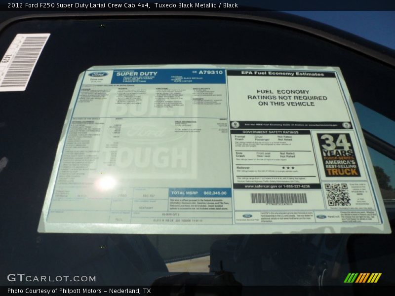 Tuxedo Black Metallic / Black 2012 Ford F250 Super Duty Lariat Crew Cab 4x4