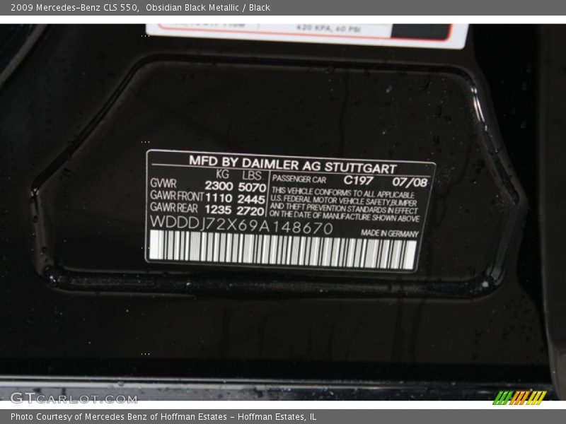 Obsidian Black Metallic / Black 2009 Mercedes-Benz CLS 550