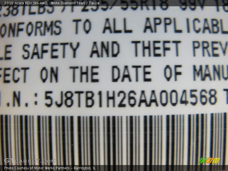White Diamond Pearl / Taupe 2010 Acura RDX SH-AWD