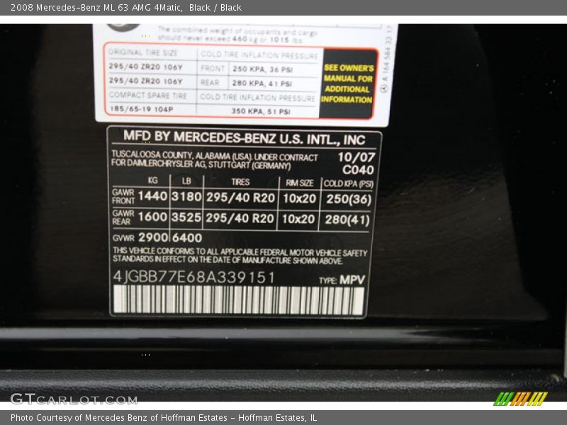 2008 ML 63 AMG 4Matic Black Color Code 040