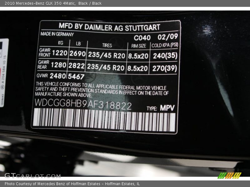 Black / Black 2010 Mercedes-Benz GLK 350 4Matic